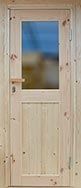 Porte en bois avec vitrage et serrure