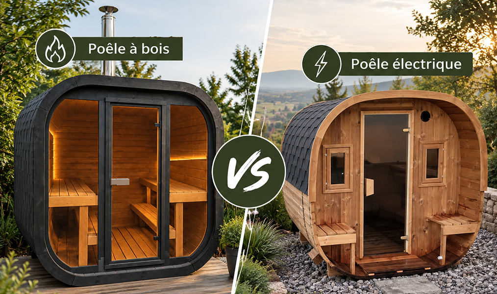 A gauche sauna Wop+, à droite sauna Cosy